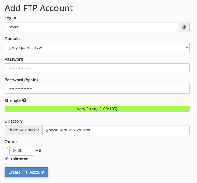 Creating and Managing FTP Accounts in cPanel